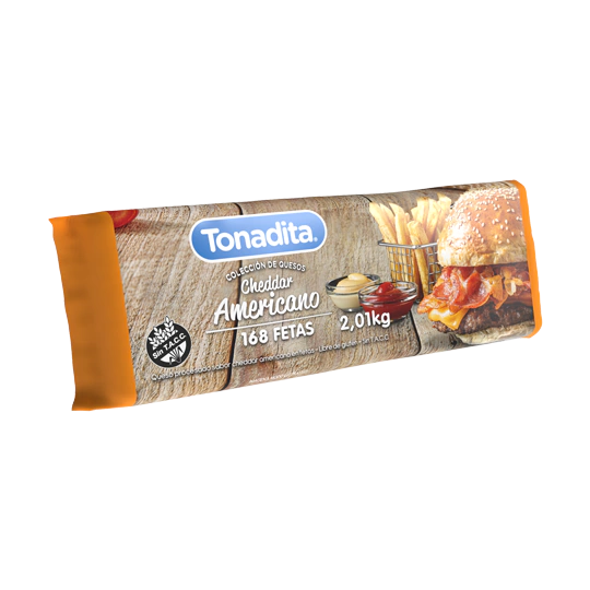 CHEDDAR FETAS TONADITA AMERICANO X 168 Un. x 2 barras