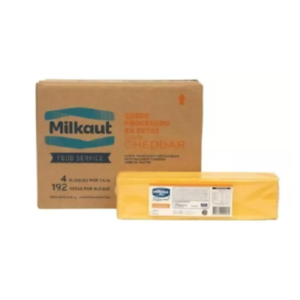CHEDDAR FETAS NACIONAL MILKAUT 192un. x 4 barras